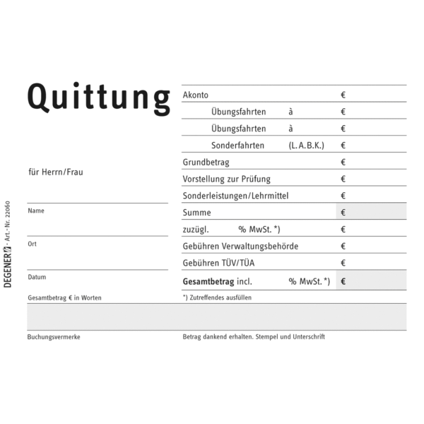 Quittungsblock