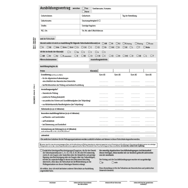 Ausbildungsvertrag - 25 Stück